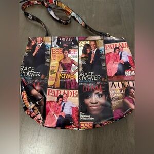 Magazine Michelle Obama Cover Print Crossbody Bag in Multicolor